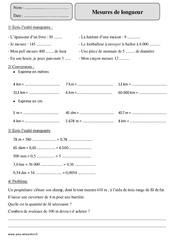 Mesures de longueur - Exercices corrigés - Mesures et Grandeurs - Mathématiques : 7ème Harmos - PDF à imprimer