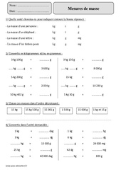 Mesures de masse - Exercices corrigés - Mesures et Grandeurs - Mathématiques : 7ème Harmos - PDF à imprimer