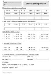 Mesures de temps - Calcul - Exercices corrigés - Mesures et Grandeurs - Mathématiques : 7ème Harmos - PDF à imprimer