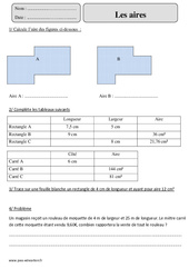 Aires - Exercices corrigés - Mesures et Grandeurs - Mathématiques : 7ème Harmos - PDF à imprimer