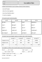 Unités d'aire - Exercices corrigés - Mesures et Grandeurs - Mathématiques : 7ème Harmos - PDF à imprimer