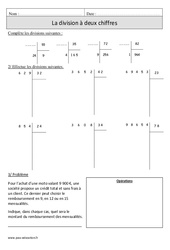 Division à 2 chiffres - Exercices corrigés - Calcul - Mathématiques : 6ème Harmos - PDF à imprimer