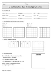 Multiplication d'un décimal  par un nombre entier - Exercices corrigés - Calcul - Mathématiques : 6ème Harmos - PDF à imprimer