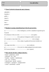 Adverbes - Exercices corrigés - Grammaire : 7ème Harmos - PDF à imprimer