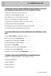 Complément du nom - Exercices corrigés - Grammaire : 7ème Harmos - PDF à imprimer