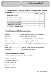 Adjectif qualificatif - Exercices corrigés - Grammaire : 7ème Harmos - PDF à imprimer