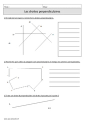 Droites perpendiculaires - Exercices corrigés - Géométrie - Mathématiques : 6ème Harmos - PDF à imprimer