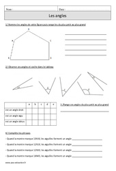 Angles - Exercices corrigés - Géométrie - Mathématiques : 6ème Harmos - PDF à imprimer