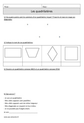 Quadrilatères - Exercices corrigés - Géométrie - Mathématiques : 6ème Harmos - PDF à imprimer