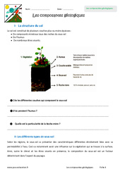 Composantes géologiques - Exercices : 8ème Harmos - PDF à imprimer