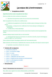 Enjeux liés à l’environnement - Séquence - Fiche de préparation : 8ème Harmos - PDF à imprimer
