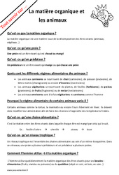 Qu'est - ce que la matière organique et les animaux ? : 6ème, 7ème Harmos - PDF à imprimer