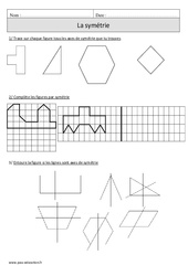 Symétrie - Exercices corrigés - Géométrie - Mathématiques : 6ème Harmos - PDF à imprimer