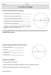 Cercle - Disque - Exercices corrigés - Géométrie - Mathématiques : 6ème Harmos - PDF à imprimer