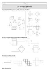 Solides - Patrons - Exercices corrigés - Géométrie - Mathématiques : 6ème Harmos - PDF à imprimer