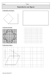 Reproduire une figure - Exercices - Géométrie - Mathématiques : 6ème Harmos - PDF à imprimer