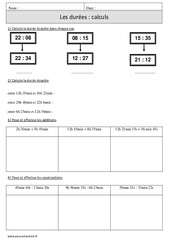 Durées - Calcul - Exercices corrigés - Mesures - Mathématiques : 6ème Harmos - PDF à imprimer