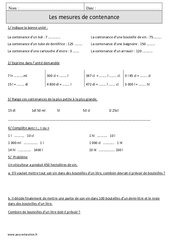 Mesures de contenance - Capacité - Exercices corrigés - Mesures - Mathématiques : 6ème Harmos - PDF à imprimer