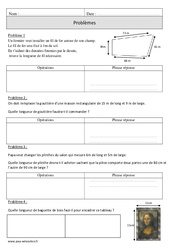 Périmètre - Problèmes mesures - Exercices corrigés - Mathématiques : 6ème Harmos - PDF à imprimer