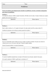 Trouver  les données manquantes - Problèmes - Exercices corrigés - Mathématiques : 6ème Harmos - PDF à imprimer