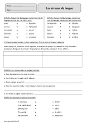 Niveaux de langue - Exercices corrigés - Vocabulaire : 7ème Harmos - PDF à imprimer