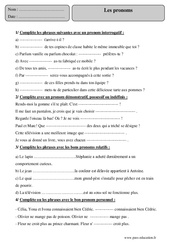 Pronoms - Exercices corrigés - Grammaire : 7ème Harmos - PDF à imprimer