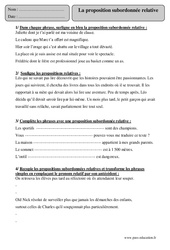 Proposition subordonnée relative - Exercices corrigés - Grammaire : 7ème Harmos - PDF à imprimer