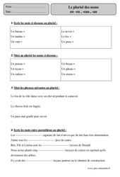 Pluriel des noms  en - eu , - eau , - au - Exercices corrigés - Orthographe : 7ème Harmos - PDF à imprimer