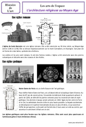 Architecture religieuse au moyen âge - Art de l’espace - Histoire des arts : 6ème Harmos - PDF à imprimer