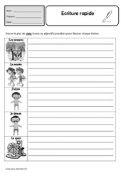 Exercice d' écriture rapide pour la rentrée : 5ème, 6ème, 7ème Harmos - PDF à imprimer