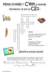 Mots croisés de la rentrée - Jeux éducatifs : 4ème Harmos - PDF à imprimer