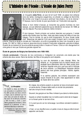 L'histoire de l'école - l'école de Jules Ferry - Lecture de la rentrée : 3eme, 4ème Harmos - PDF à imprimer