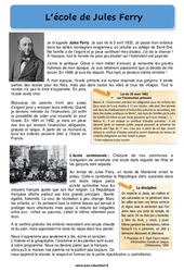 L'école de Jules Ferry - Lecture de la rentrée : 5ème, 6ème, 7ème Harmos - PDF à imprimer