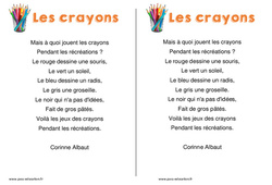 Les crayons - Poésie sur la rentrée - Exploitation pédagogique - Lecture : 3eme, 4ème Harmos - PDF à imprimer