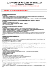 Compétences fin maternelle - Documents officiels : 1ère, 2ème Harmos - PDF à imprimer