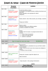 Emploi du temps - Outils de la rentrée : 1ère Harmos - PDF à imprimer