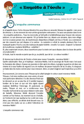 Enquête à l'école - Lecture suivie - Récit - Tapuscrit : 5ème, 6ème, 7ème Harmos - PDF à imprimer