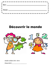 Découvrir le monde - Page de garde : 1ère, 2ème Harmos - PDF à imprimer