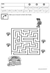 Retrouve le chemin de l'école - Jeux de la rentrée : 1ère, 2ème Harmos - PDF à imprimer