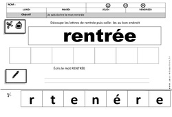 Ecrire le mot rentrée - Script : 2ème Harmos - PDF à imprimer