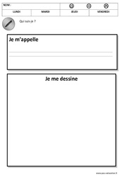 Qui suis - je , j'écris mon prénom, je me dessine : 1ère, 2ème Harmos - PDF à imprimer