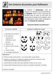 Réaliser une lanterne pour Halloween - Arts plastiques : 4ème, 5ème, 6ème, 7ème Harmos - PDF à imprimer