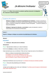 Découvrir l’ordinateur - Fiche de préparation : 5ème, 6ème, 7ème Harmos - PDF à imprimer