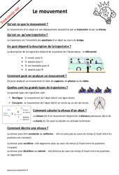 Qu'est - ce que le mouvement et une trajectoire ? : 8ème Harmos - PDF à imprimer