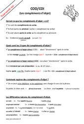 Qu’est - ce que les compléments d’objet COD - COI ? : 5ème, 6ème, 7ème Harmos - PDF à imprimer