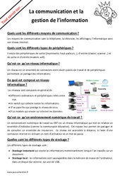 Qu'est - ce la communication et la gestion de l’information ? : 8ème Harmos - PDF à imprimer