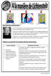 Roy Lichtenstein - Portraits - Arts visuels : 4ème, 5ème, 6ème, 7ème Harmos - PDF à imprimer