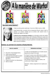 Andy Warhol - Portraits - Arts visuels : 4ème, 5ème, 6ème, 7ème Harmos - PDF à imprimer