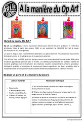 A la manière du op art - Art optique - Portraits - Arts visuels : 4ème, 5ème, 6ème, 7ème Harmos - PDF à imprimer