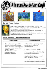 A la manière de  Van Gogh - Arts visuels : 4ème, 5ème, 6ème, 7ème Harmos - PDF à imprimer